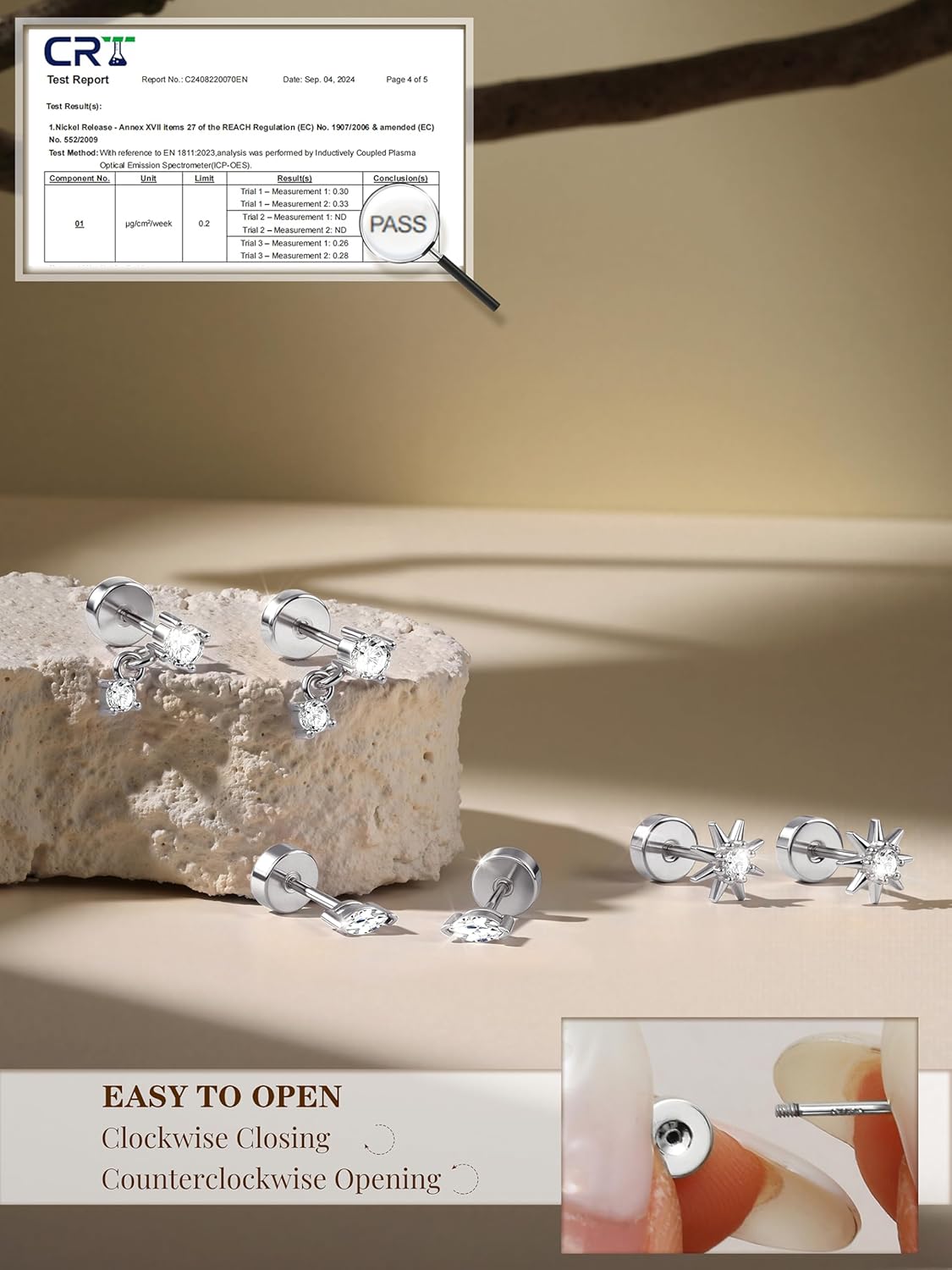 S925 Sterling Silver Flat Back Earrings for Women Hypoallergenic - 14K Gold Plated Flatback Stud Earrings Cartilage Helix Tragus Conch Piercing Jewelry 3 Pairs Dainty CZ Butterfly Studs - Image 4