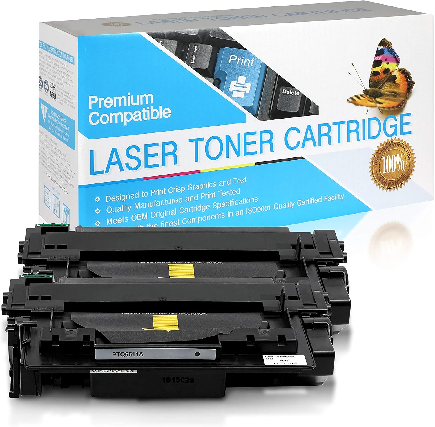 Compatible Toner Cartridge Replacement for HP 11A / Q6511A (Black,2 Pack)