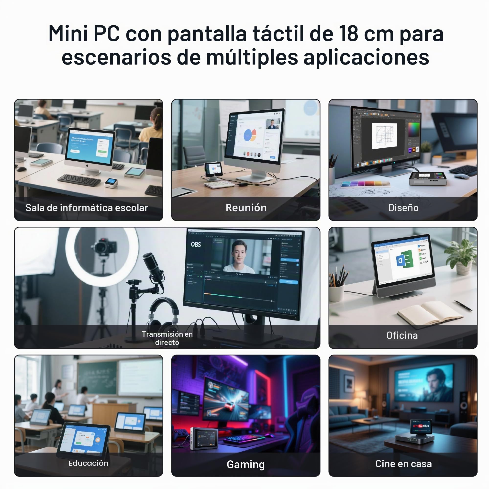 Mini PC Win 11 Pro, 12th Gen N95 (3.4 GHz), Pantalla de 7 Pulgadas 8GB RAM 128GB eMMC con Batería, USB-C Mini Computers, 2.5GbE LAN Desktop Computer, Dual Display 4K 60Hz HDMI BT WiFi 5