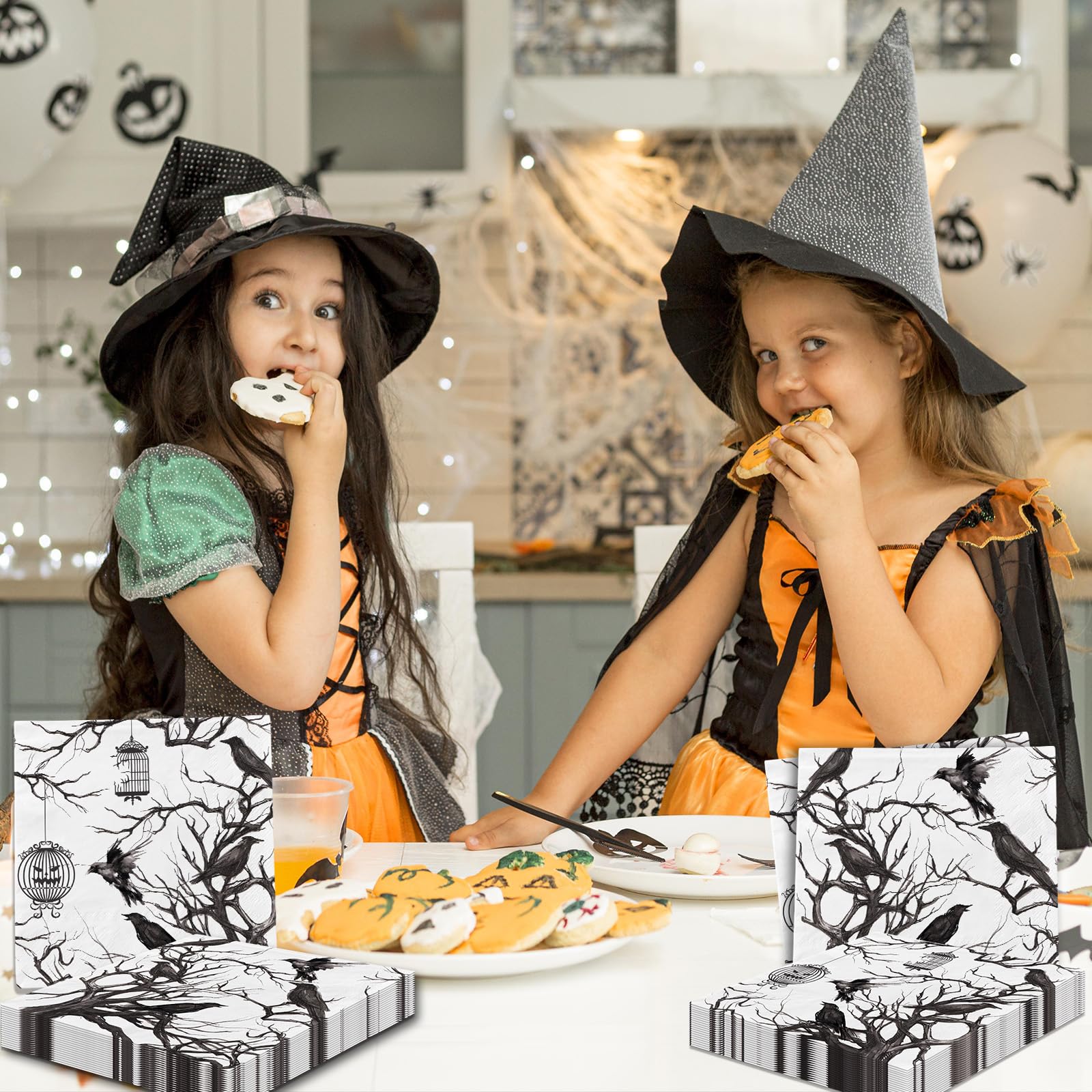 AnyDesign Lot De 24 Assiettes Jetables En Carton Pour Halloween, Motif Tête De Mort, Rose, Corbeau, 22,9 Cm, Assiettes à Dessert Pour Fête, Décoration De Table