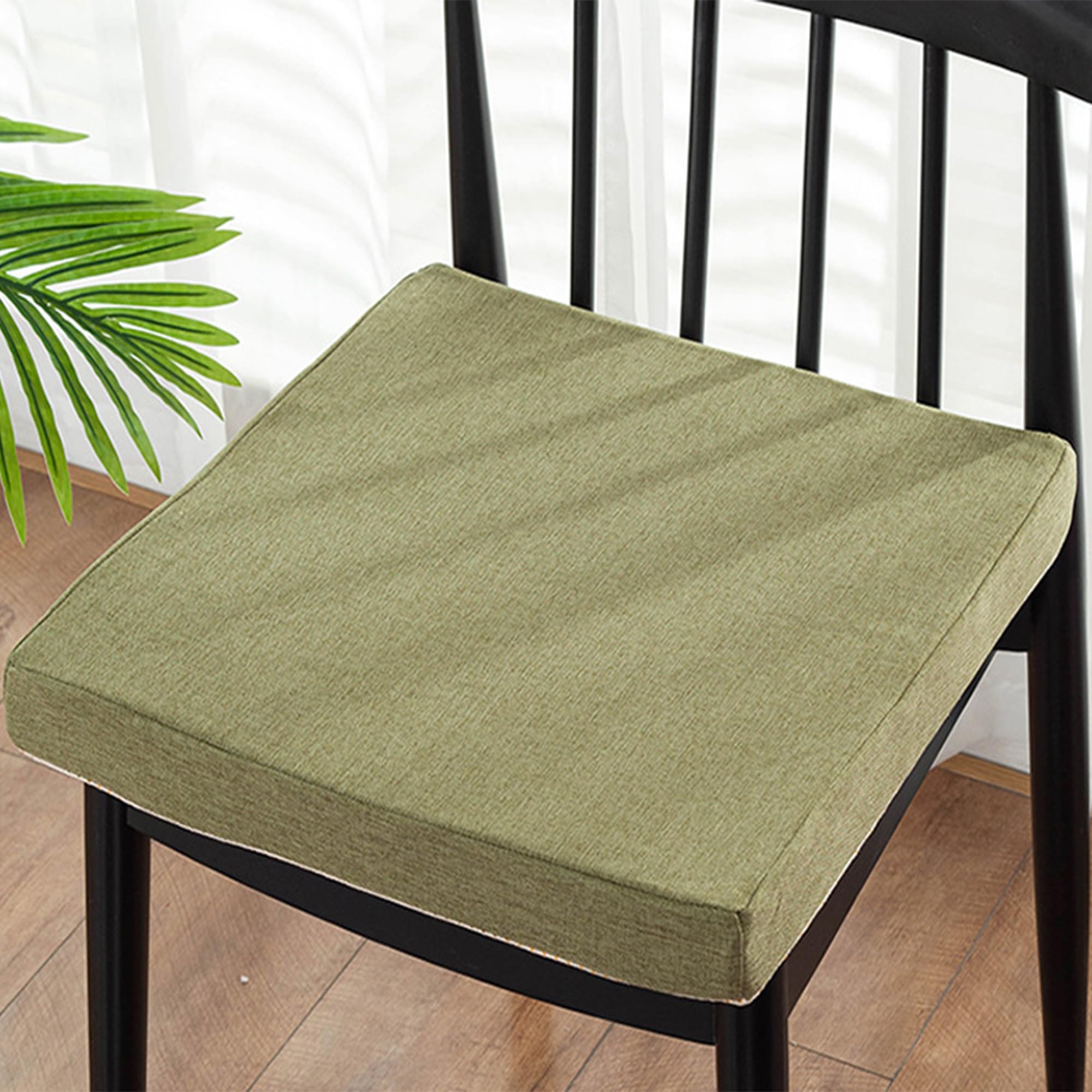 Cojín grueso antideslizante de 50x50x8 cm almohada verde para silla de cocina y hogar