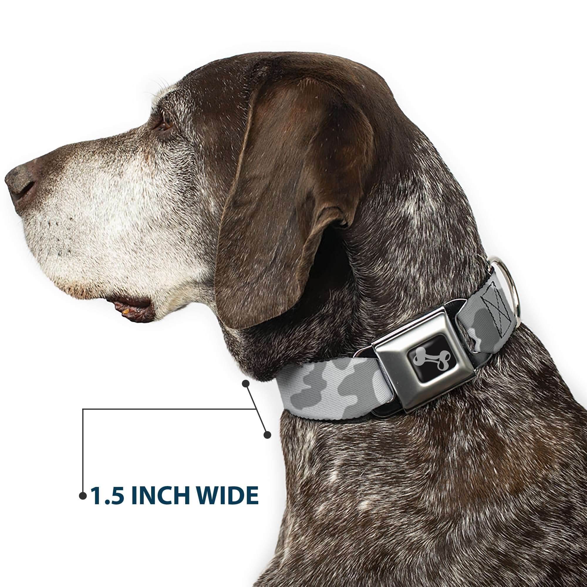 Buckle-Down Obroża dla psa z klamrą pasa bezpieczeństwa - biały moro - szerokość 3,8 cm - pasuje na szyję 45-81 cm - L