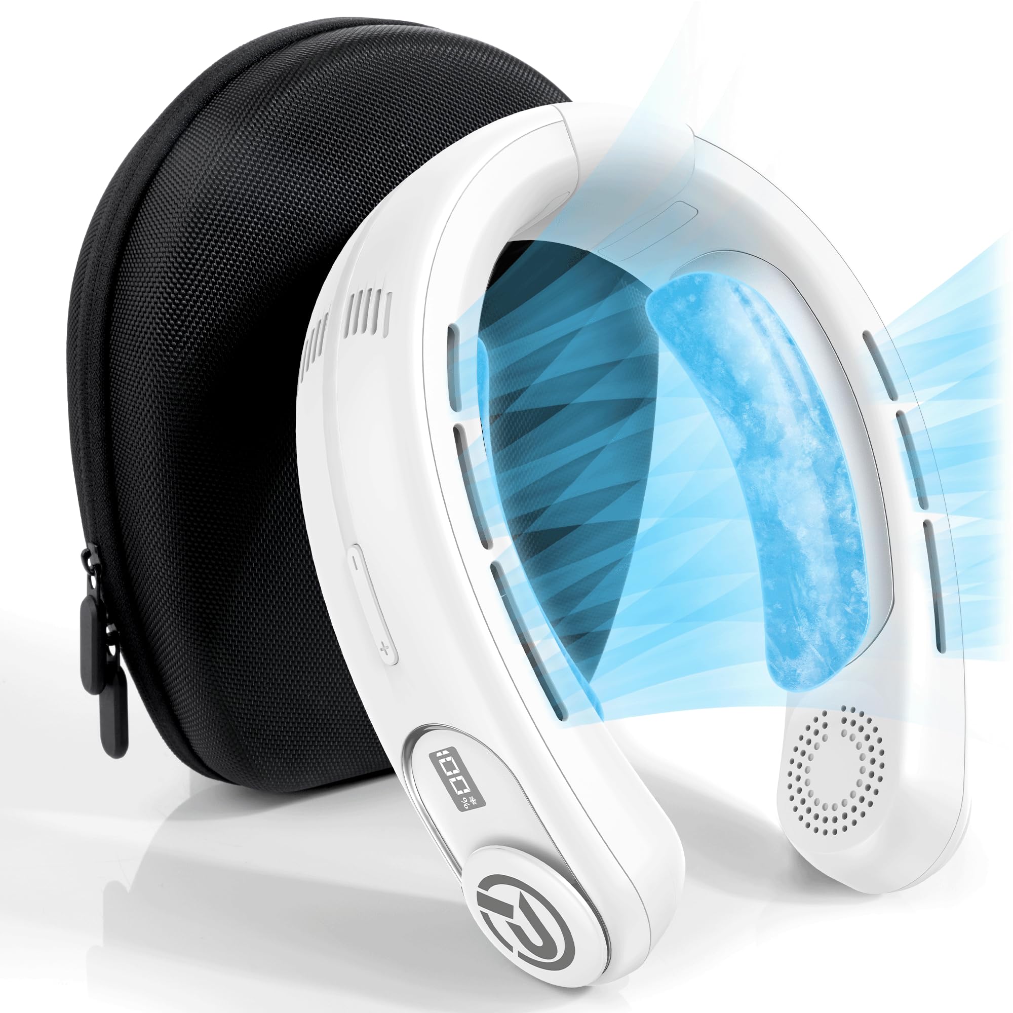 PANERGYNeck Air Conditioner - 5000mAh Rechargeable Bladeless Neck Fan with 2 Cooling Plates, Portable and Wearable Personal Fan for Travel, Indoor & Outdoor Work - White