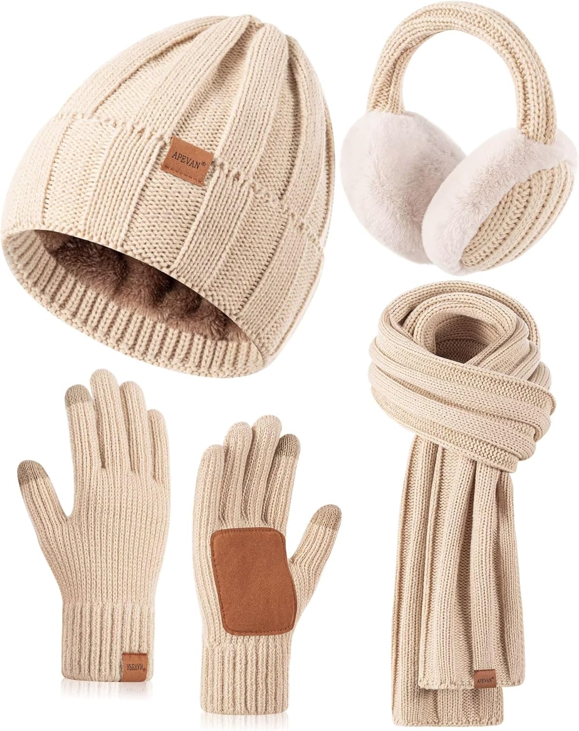 Cozy Winter Accessory Set for Women: Hat, Gloves, Scarf & Earmuffs