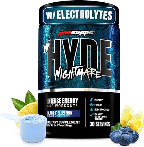 PROSUPPS Hyde Nightmare - Bebida energética en polvo para preentrenamiento, energía intensa, enfoque mental y alto rendimiento, cargada con