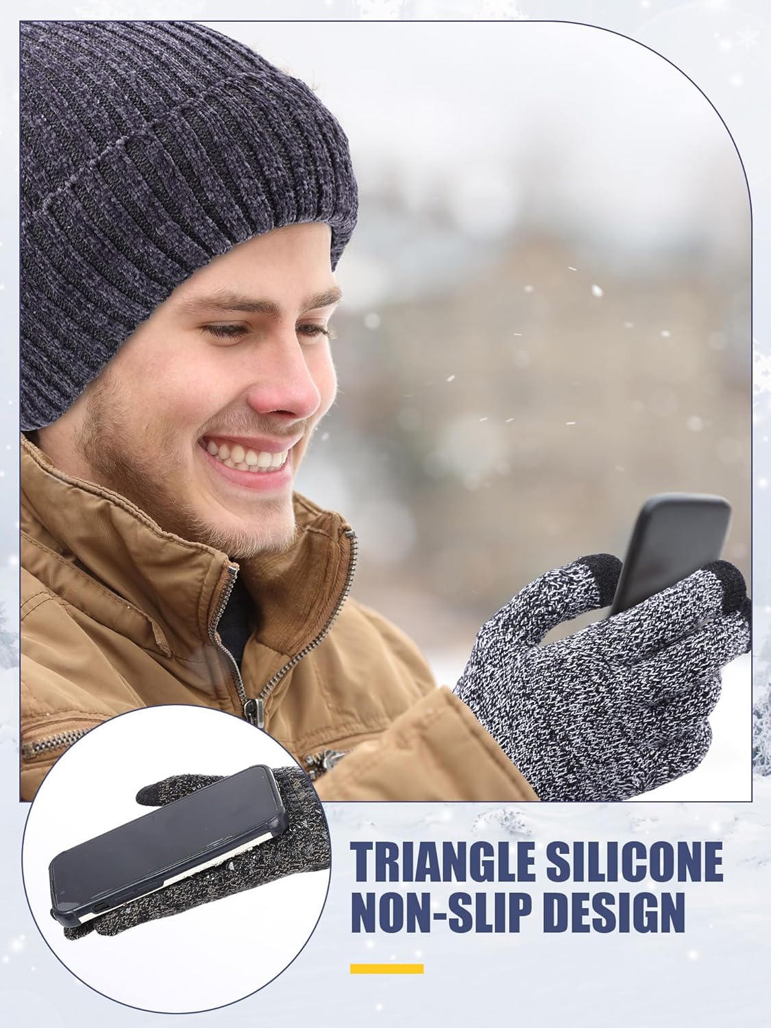 Liitrsh 12 Pcs Winter Beanie Hat and Touchscreen Gloves Set for Men and Women - Fleece Lined Knit Skull Cap and Thermal Gloves for Cold Weather Outdoor Sports