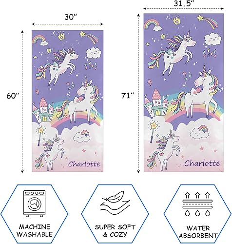 Miniatura 4 de Toalla de playa de microfibra personalizada con nombre para niños toalla de playa para viajes gimnasio camping piscina yoga al aire libre y picnic