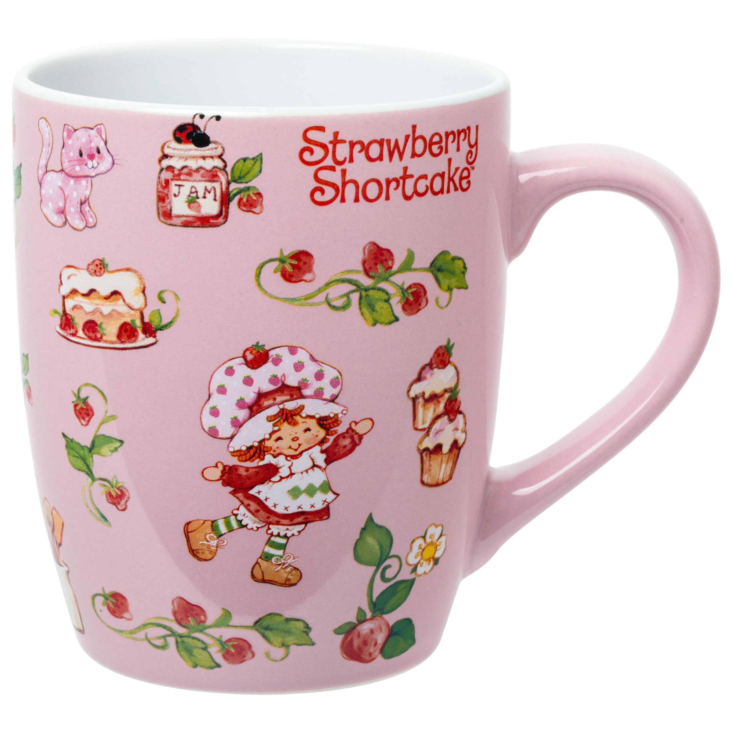 Silver Buffalo Strawberry Shortcake Berry Vines Toss Print 25oz Jumbo Curved Ceramic Mug