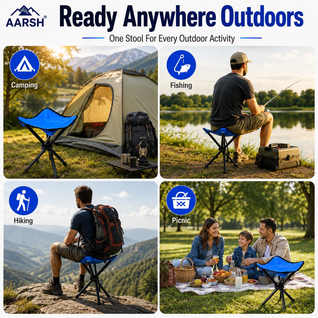 HARIHUB Foldable Camping Chair | Lightweight Outdoor Chair for Travel, Hiking, Fishing & Garden | Portable Picnic Chair 1