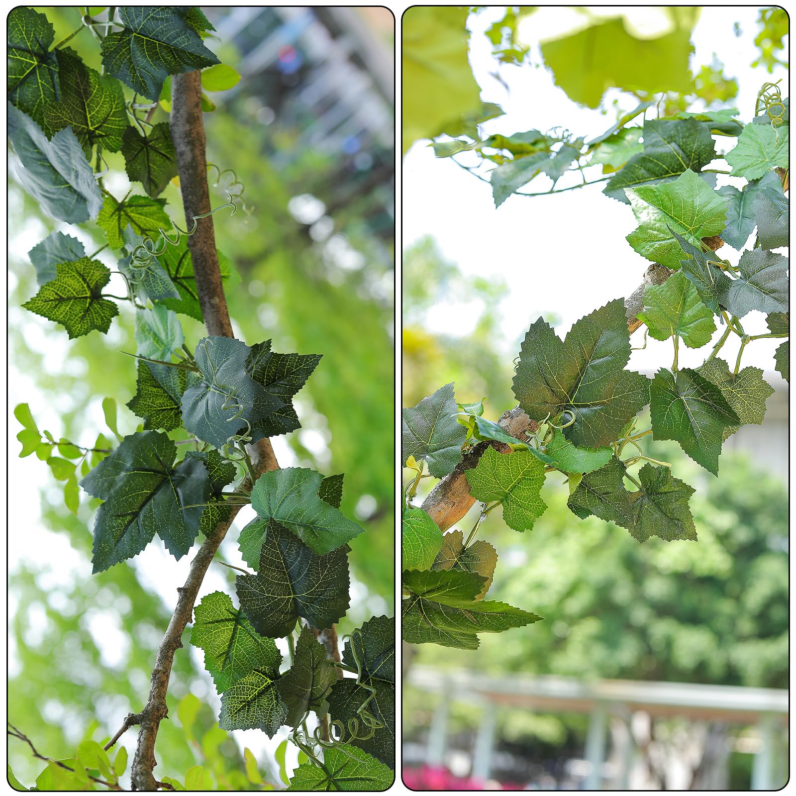 2pcs 157 pollici fiamma ritardante falsi viti foglie artificiali rustiche sulla vite falsa foglia d'uva verde ghirlanda di seta piante di ivea per cappotto fattoria parete verde appeso giardino