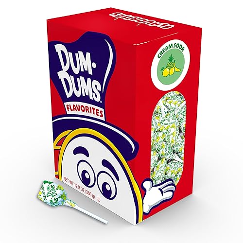 Dum Dums Paletas de soda de crema, bolsa de dulces a granel con paletas envueltas individualmente, ventosas gourmet de un solo sabor, 50 unidades