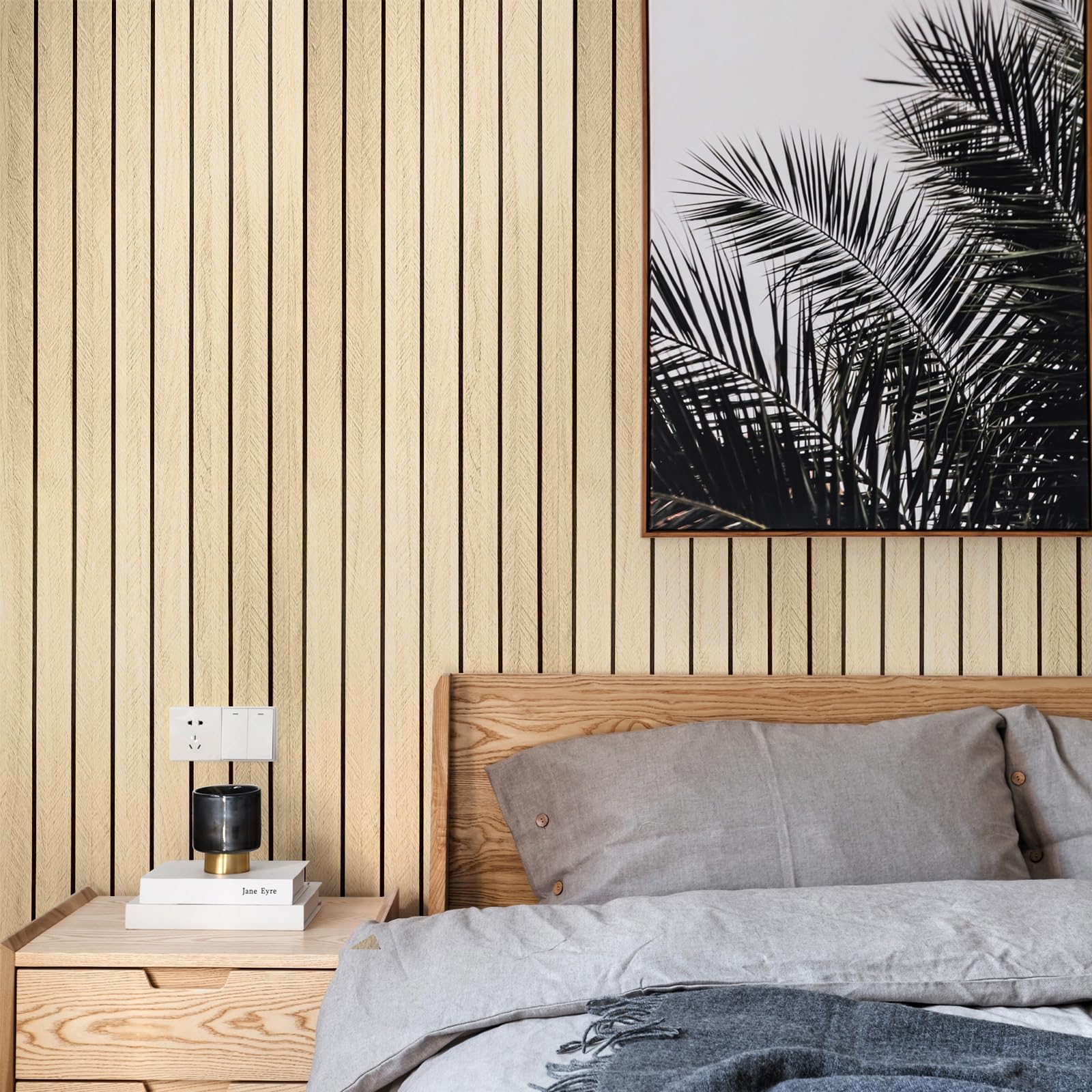Panneaux acoustiques auto-adhésifs Panneaux muraux en bois, 300x40cm Panneaux muraux en bois Décoration murale, Panneau de protection acoustique 3D à lamelles en placage de bois Panneaux de plafond