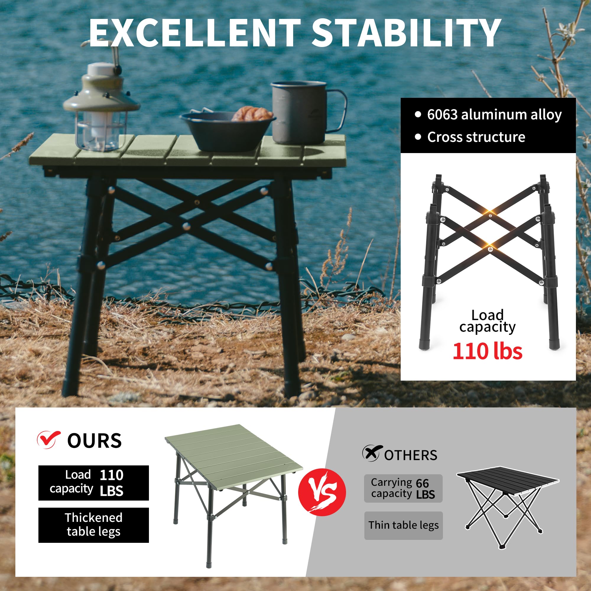 Amazon.co.jp: Naturehikeポータブルキャンプテーブル、アルミ