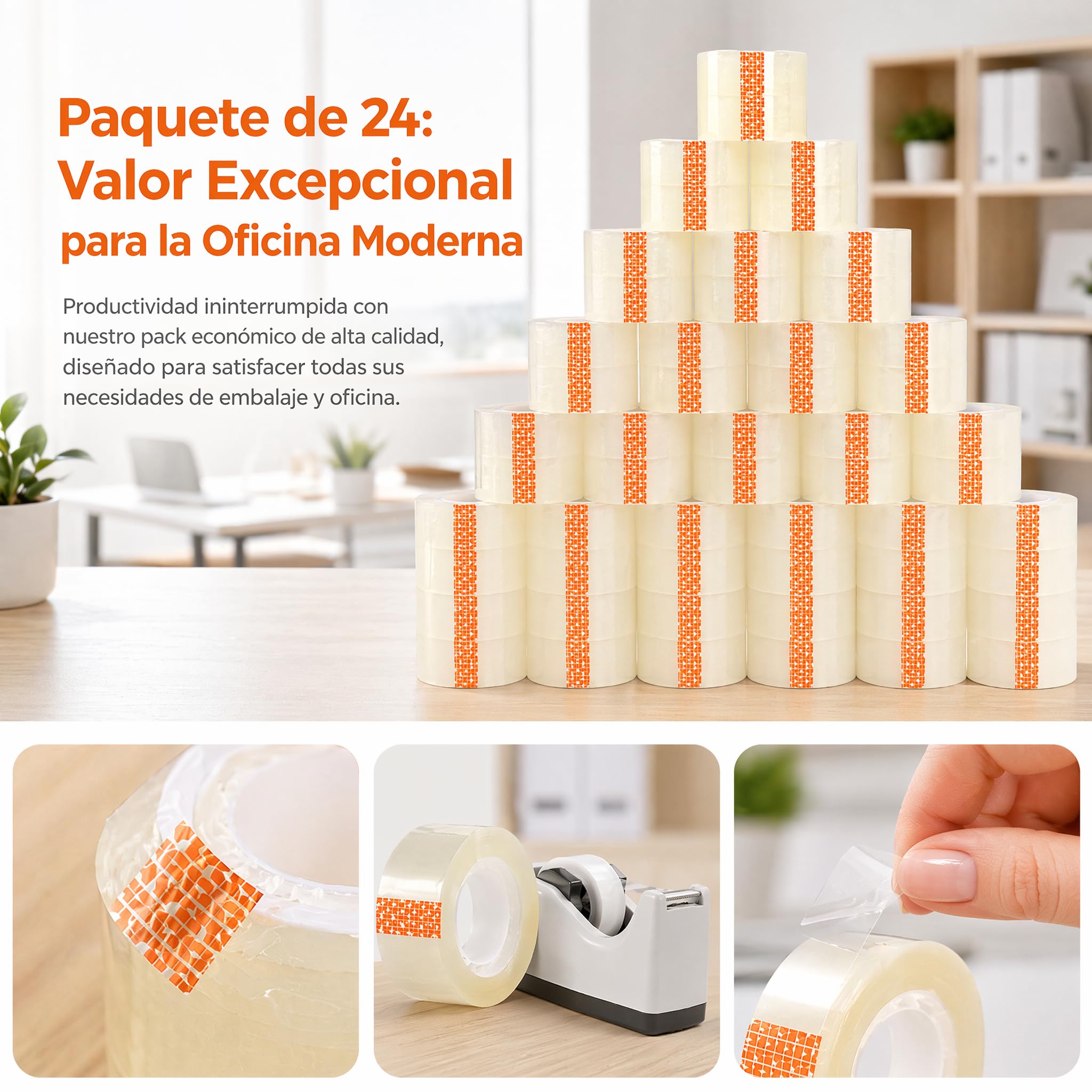 various-Cinta Adhesiva Transparente 18mm x 35m, Pack de 24 Rollos, Alta Adhesión y Durabilidad, Fácil de Cortar y Desenrollar, Ideal para Oficina, Embalaje y Uso Diario