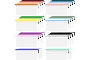 Smarpau 28Pcs Premium Clear Plastic Pencil Cases with Smooth Zipper for School, Office & Travel