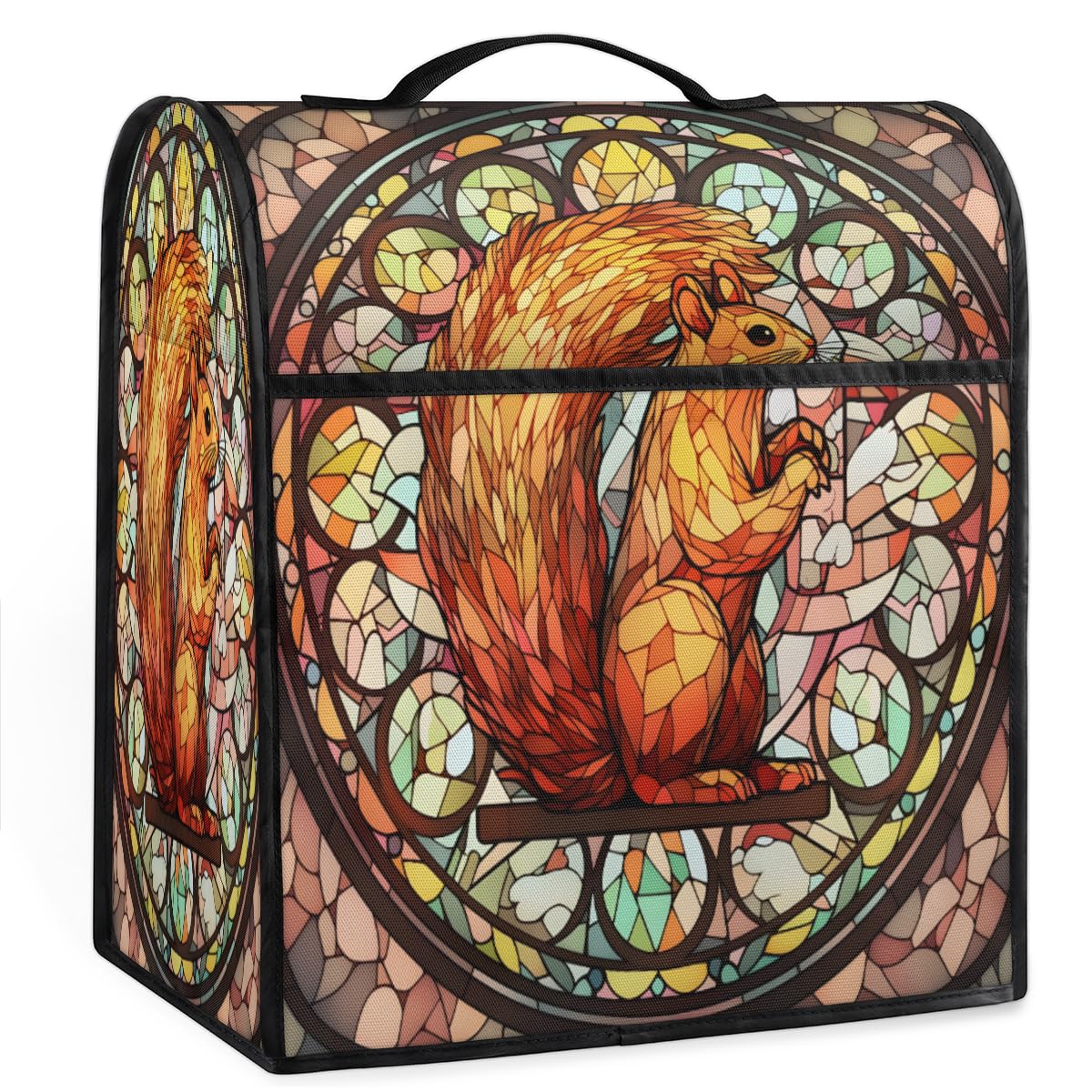 Coffee Maker Cover Glass Painting Squirrel Kitchen Appliance Covers Small Appliance Covers Blender Cover Juicer Cover Dust Covers for Kitchen Appliances with Top Handle and Pockets,Washable,B545