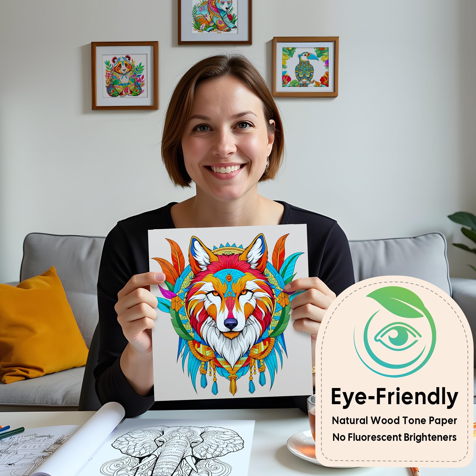 FUN LAVIE Adult Colouring Book Animal Mandala Colouring Books for Adults Relaxation and Teens Stress Relief - Image 4
