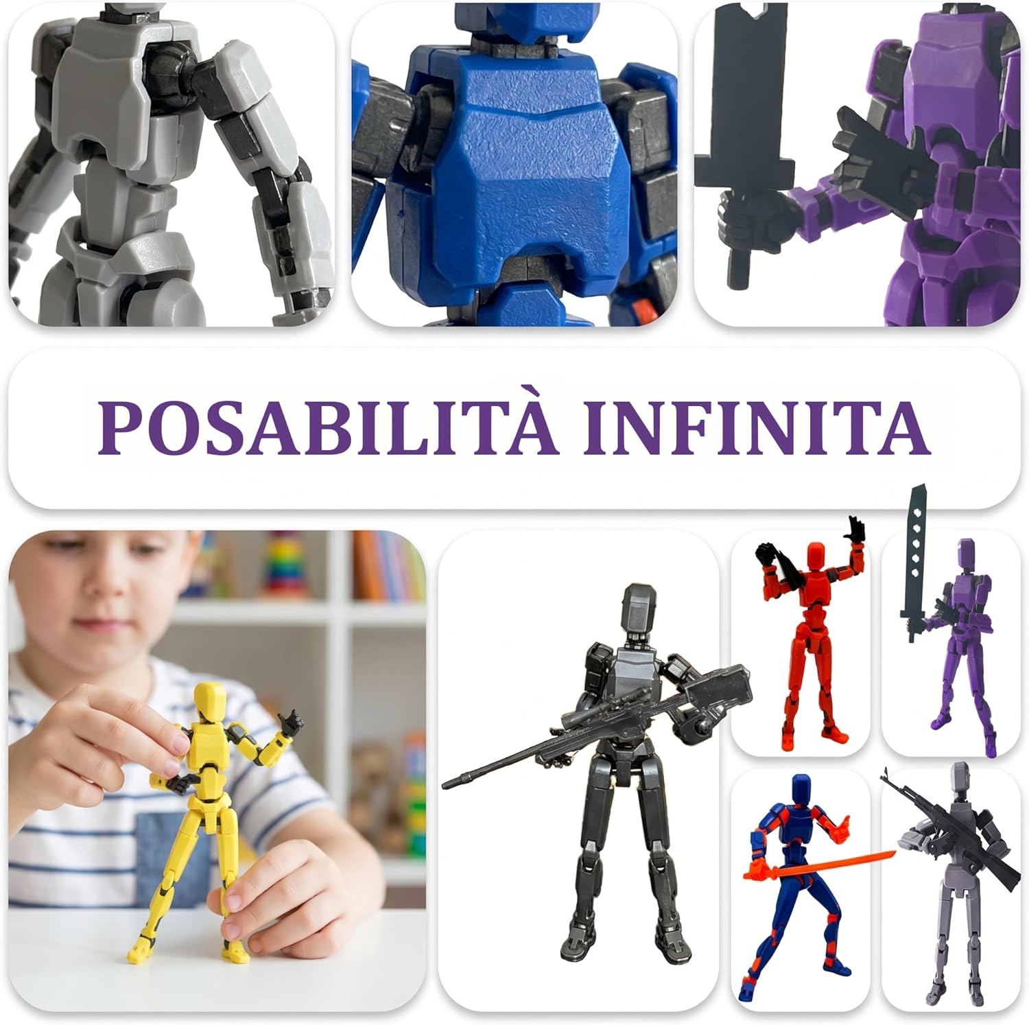 (Assembled) T13 Action Figure Set, 3D Printed Action Figure, Multi-Jointed Movable Dummy 13, T13 Action Figure, Birthday Gifts for Kids, Nova 13 Action Figure for Collectors Desktop Decorations(8pcs)
