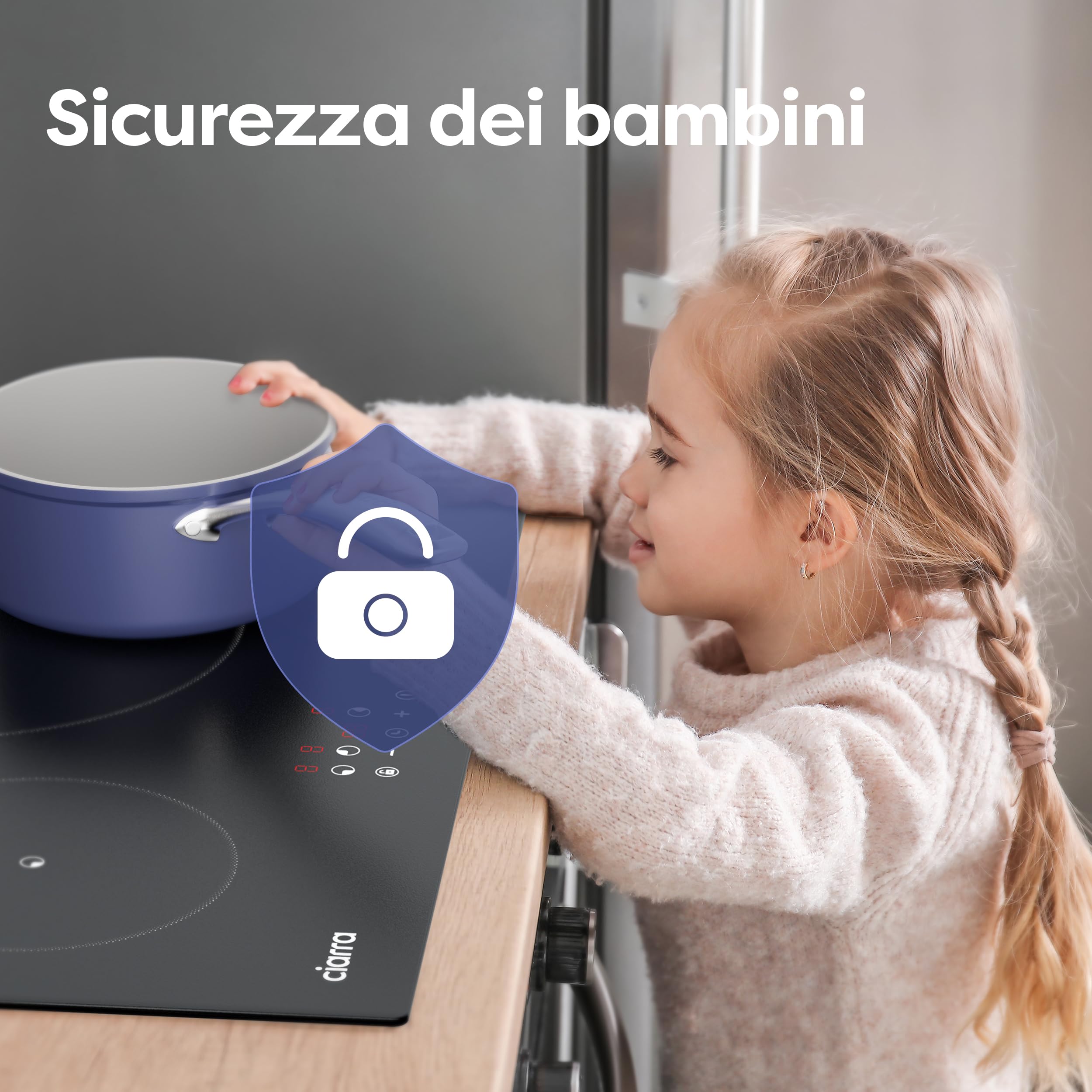 CIARRA Piano Cottura 3 Fuochi da Incasso 60cm Piano a Induzione in Vetroceramica, Comandi Touch, Sicurezza Bambini, CABBIH3-F