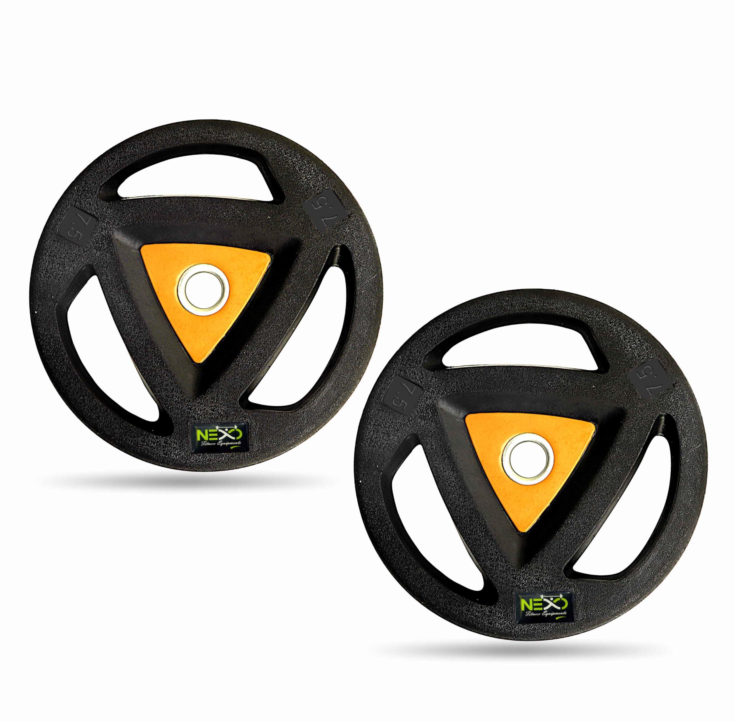NEXO Black Rubber Coated Olympic Professional Stering Exercise Plates | Gym Weight Dumbbell Plates | Home gym equipment for Men & Women | 50mm Olympic Barbell | 15kg set of 2 Plates (7.5kg x 2) (B0D386NJS1) Amazon Price History, Amazon Price Tracker