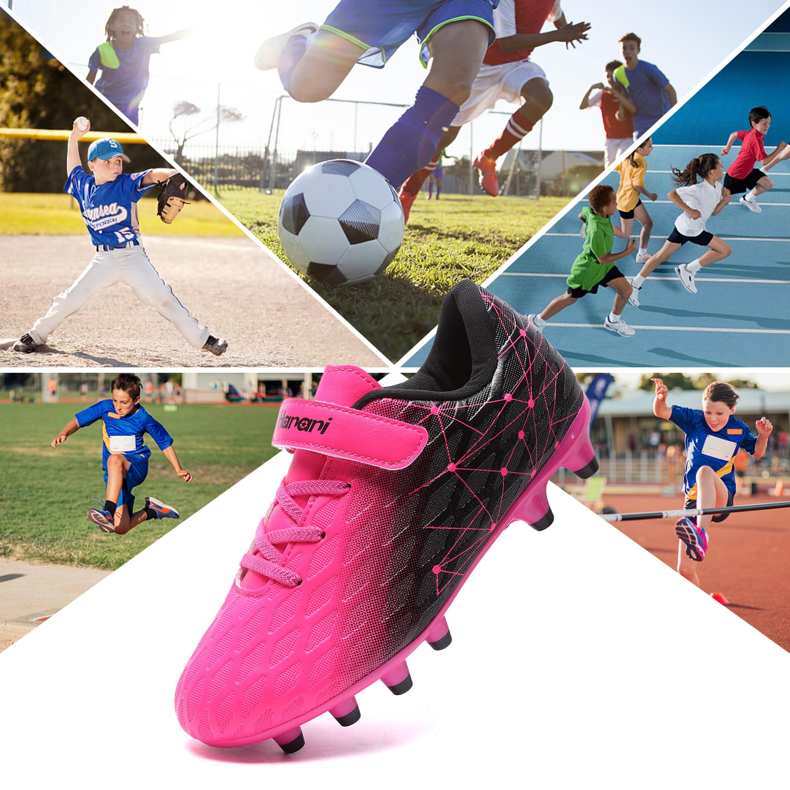 Hanani Tacchetti da calcio per bambini e ragazze FG/AG Calcio Atletica Sport Scarpe da allenamento Scarpe da corsa Adolescenti Indoor Outdoor Scarpe da Calcio Sneakers per Unisex