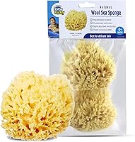 Baby Buddy Ultra Soft Natural Sea Wool Bath Sponge for Babies - Hypoallergenic, Biodegradable, Gentle Exfoliation, 2pk 4in