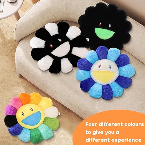 Miniatura 8 de Almohada de flores, almohada en forma de flor, cojines de piso de cara sonriente, lindas almohadas de felpa de girasol, bonita decoración navideña,