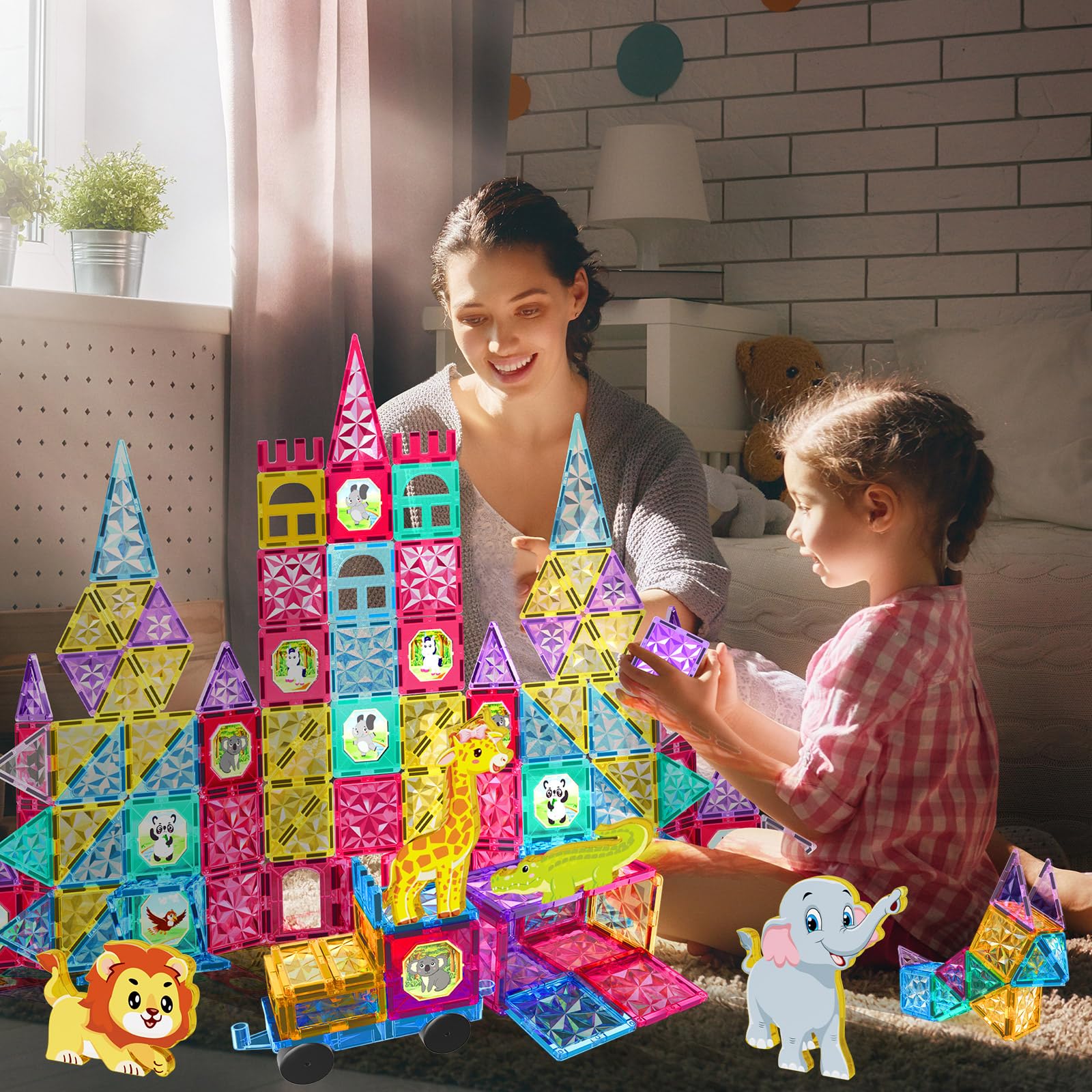 Amazon.com: Jasonwell Magnetic Tiles Kids Magnetic Blocks 110PCS