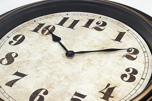 Miniatura 4 de 45MinST Reloj de pared retro de 18 pulgadas, movimiento silencioso sin tictac, funciona con pilas, decoración para el hogarpared, fácil de leer,
