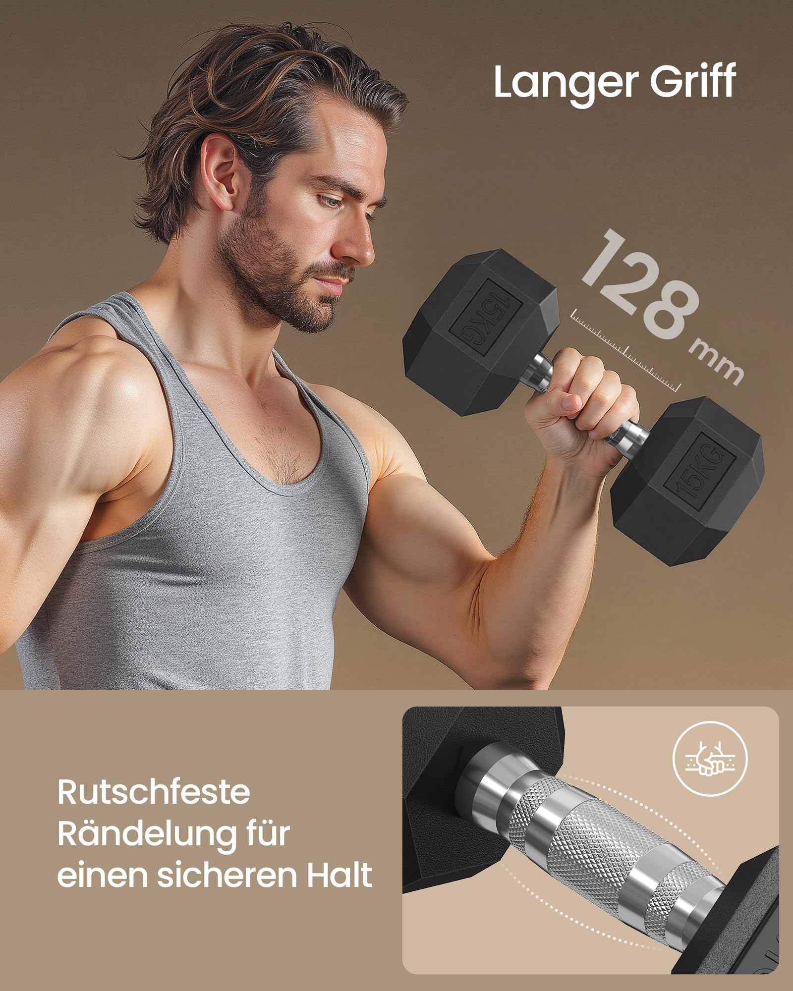 SONGMICS Kurzhanteln 10 kg, 12,5 kg, 15 kg, 20 kg,Hexagon Hanteln aus Gusseisen