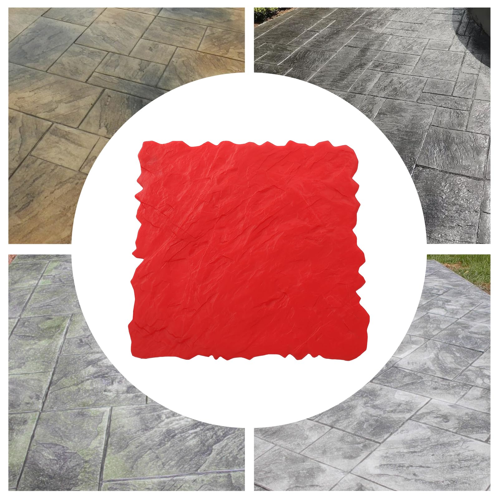 Beton Stempel Formen， Betonstempel Stempelmatte 50 x 50 cm Pflasterform aus Polyurethan Betonform Schablone Matrize für Terrasse Gehweg Bodenstempel mit Steinmuster