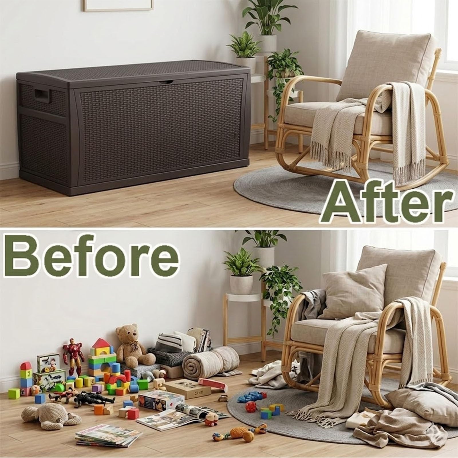 Outdoor Waterproof Storage Box 104 Gallon Large Deck Boxs