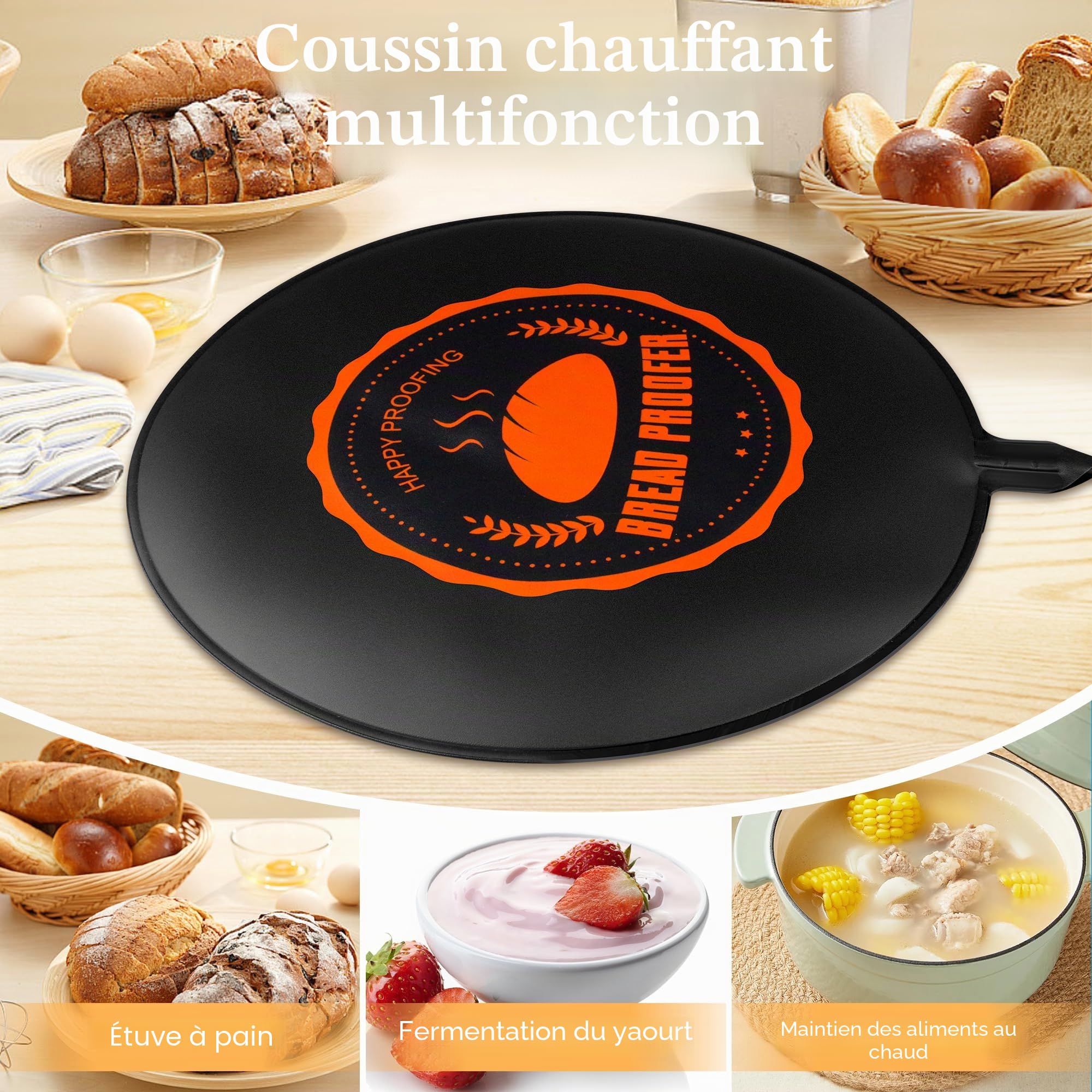 Heat Mat with Lid for Bread and Dough Dough Adjustable Temperature with Thermostat Sourdough for Home