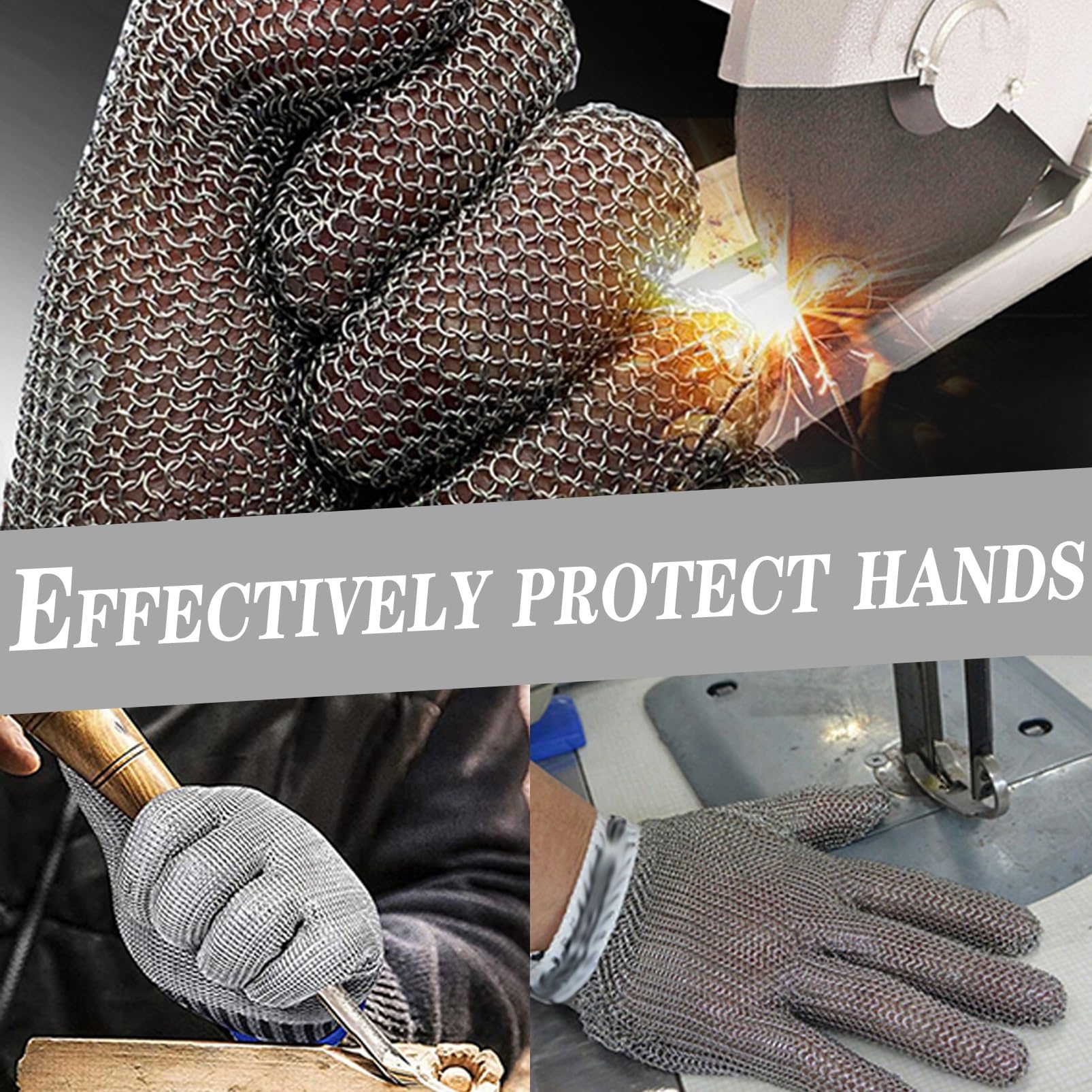 Guantes de Trabajo Anticorte 2pcs Breathable Cut Resistant Gloves, Level 9 Protection Kitchen Restaurant Slaughterhouse Anti Knife Gloves(/M)