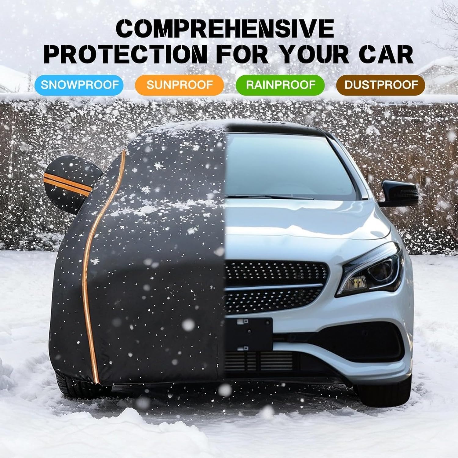 Car Covers for Automobiles Custom Fit for Jeep Wrangler JK JL TJ YJ CJ 4 Door, Car Cover Waterproof, All Weather Full Exterior Cover Rain Sun Protect, with Door Zipper 0121