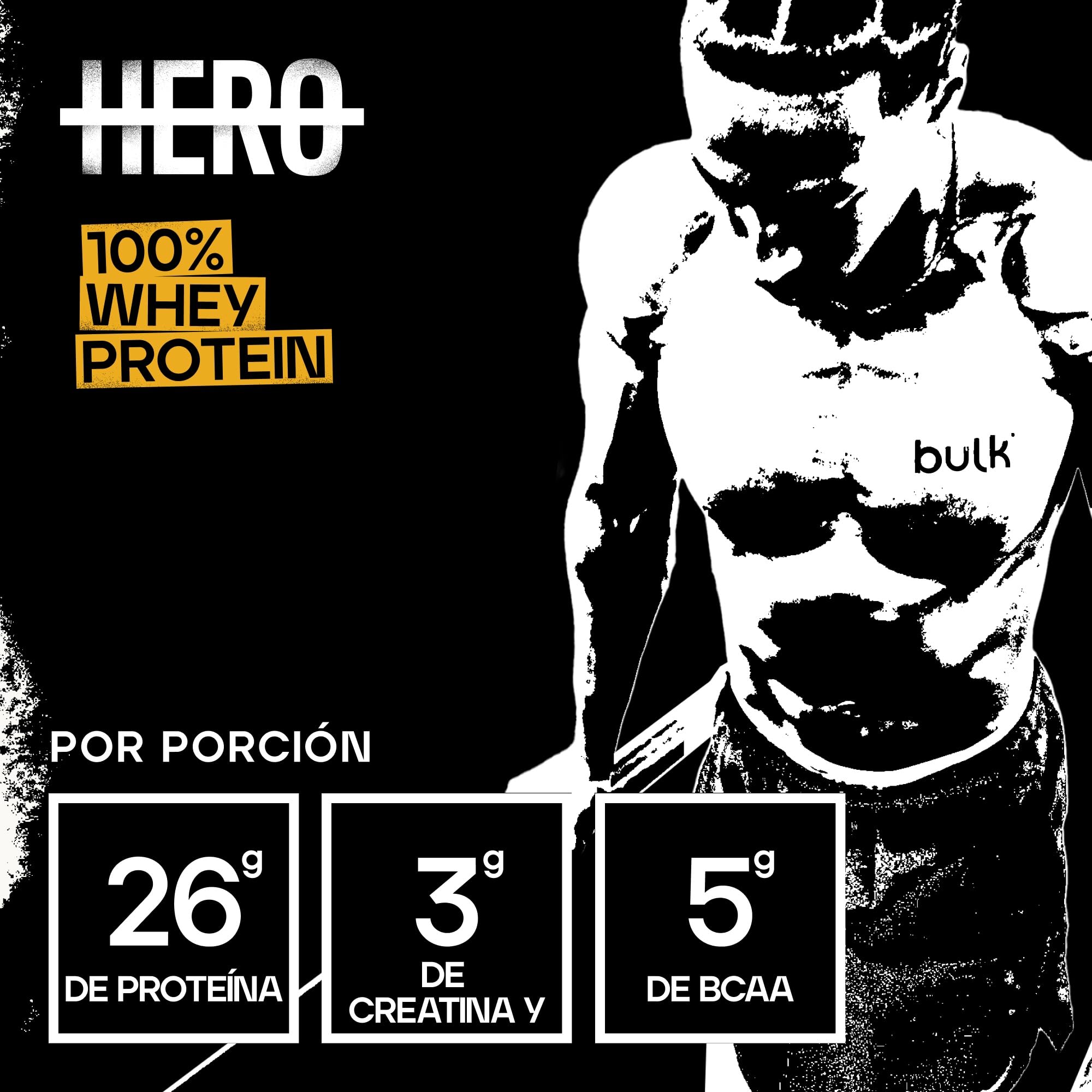 Bulk Hero Whey Protein Powder | Double Chocolate | 26 Servings | 26g Protein + 3g Creatine | 5g BCAAs | Low Sugar | Fast Absorption | Isolate, Hydrolysed & Concentrate Blend
