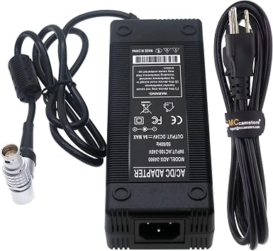ARRI Alexa 35, Alexa Mini, Mini LF, Amira Camera AC Power Supply Adapter, Rotatable 8 Pin Female Connector 24V 9A