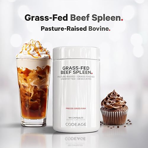 Miniatura 4 de Codeage Suplemento de bazo de carne alimentada con pasto – Suministro de 2 meses – Liofilización, sin desgrasar, píldoras bovinas desecadas