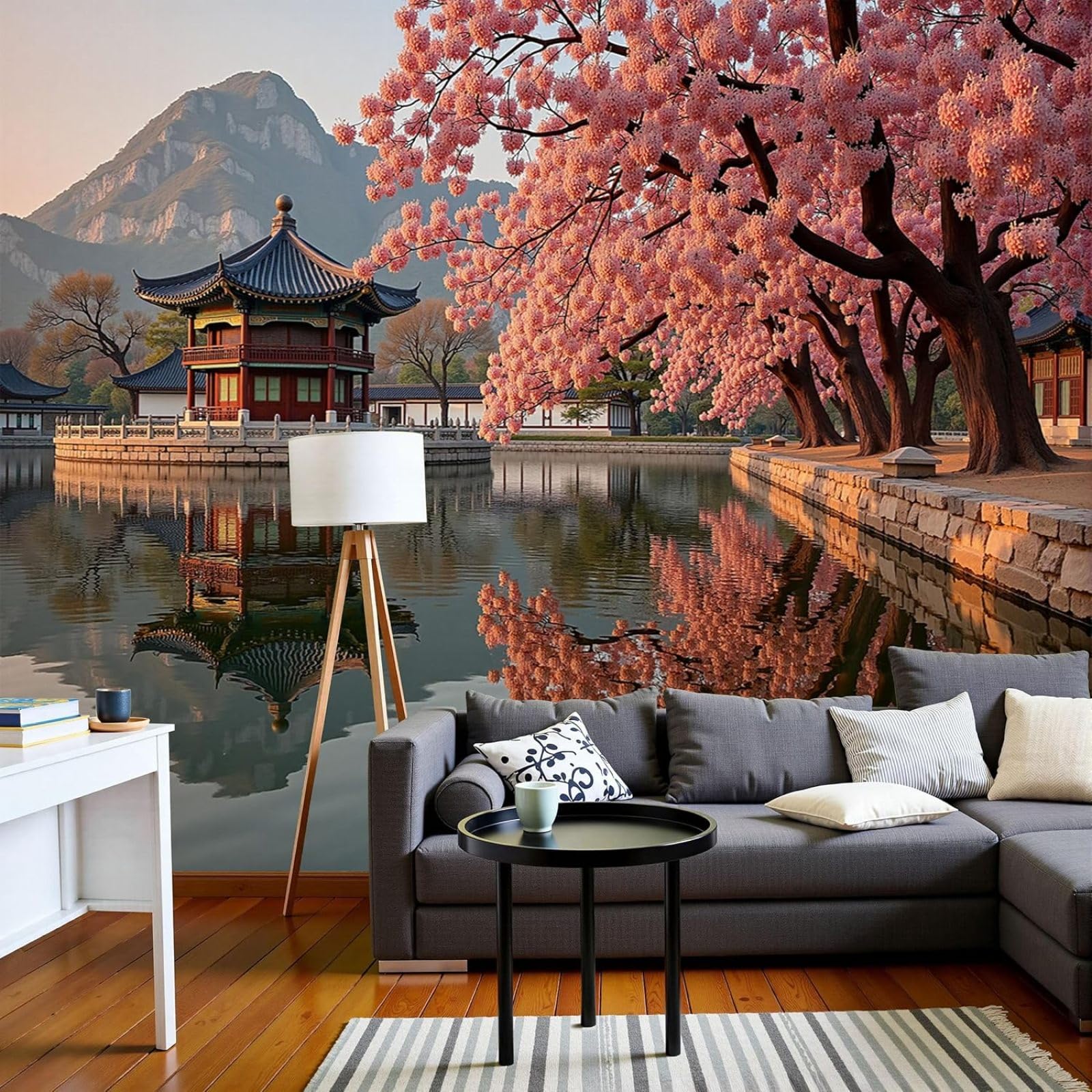 Kfjhgbdshhj 3D Mural Photo Wallpaper Nature Cultural Landscapes Xl Gyeongbokgung Palace Landscape 3D Effect Grey Green Wallpaper For Living Room Bedroom Non-Woven,400Cmx280cm Stickers - Frameless Painting - Poster