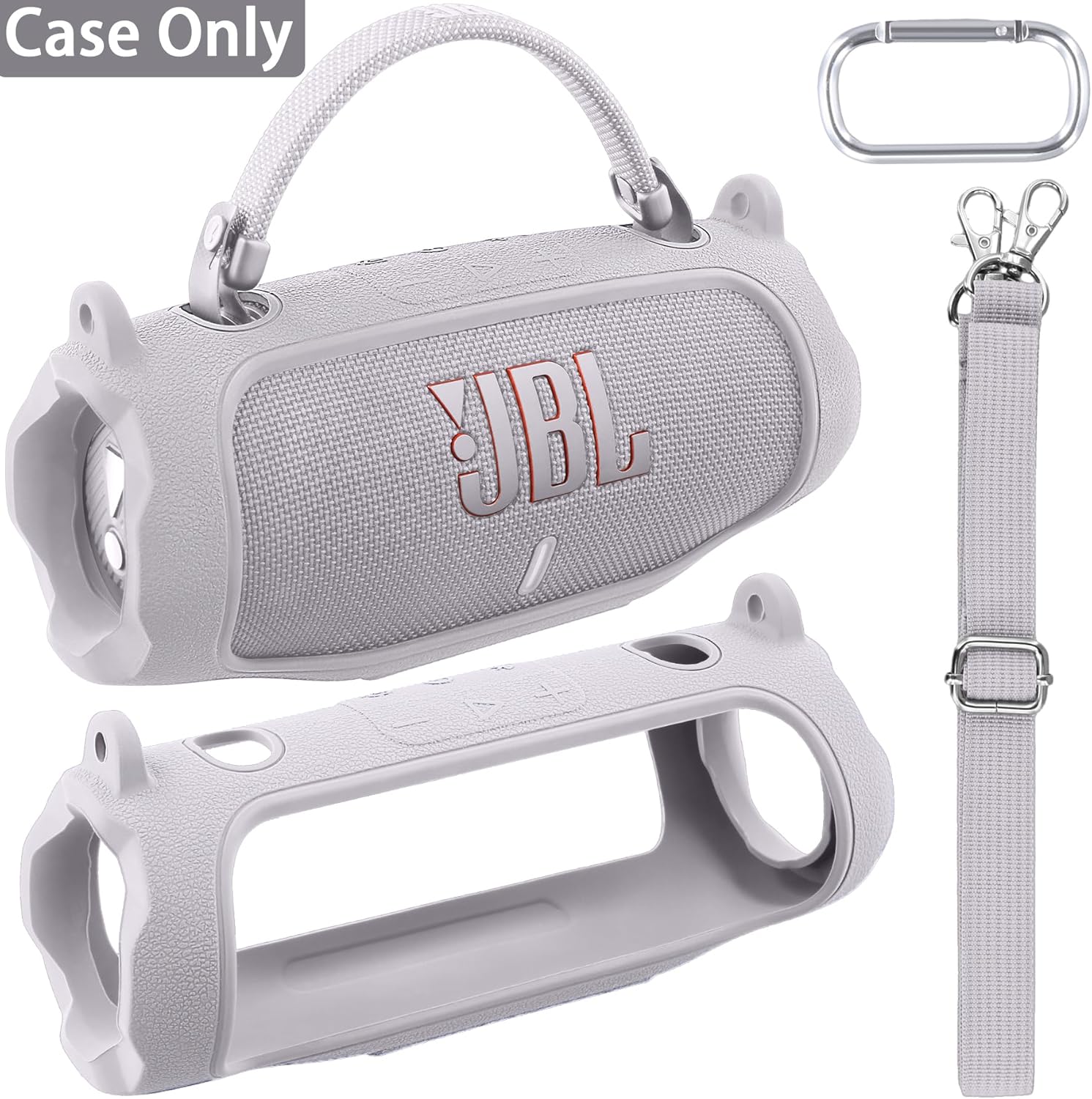 Aenllosi for JBL Charge 6 Wireless Bluetooth Speaker Silicone Cover Case with Adjustable Shoulder Strap,White (Case Only) - Image 7