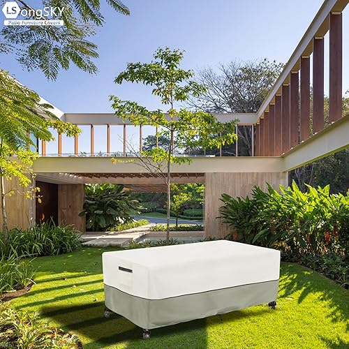 Miniatura 4 de Funda para mesa auxiliar para exteriores, impermeable, rectangular, para patio, pequeña, 48 x 28 x 16 pulgadas, fundas rectangulares impermeables