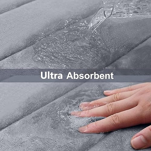 Miniatura 5 de Buganda Alfombra de baño de espuma viscoelástica, 24" x 16", alfombras de baño ultra suaves y antideslizantes, absorbentes de agua y lavables a Gris