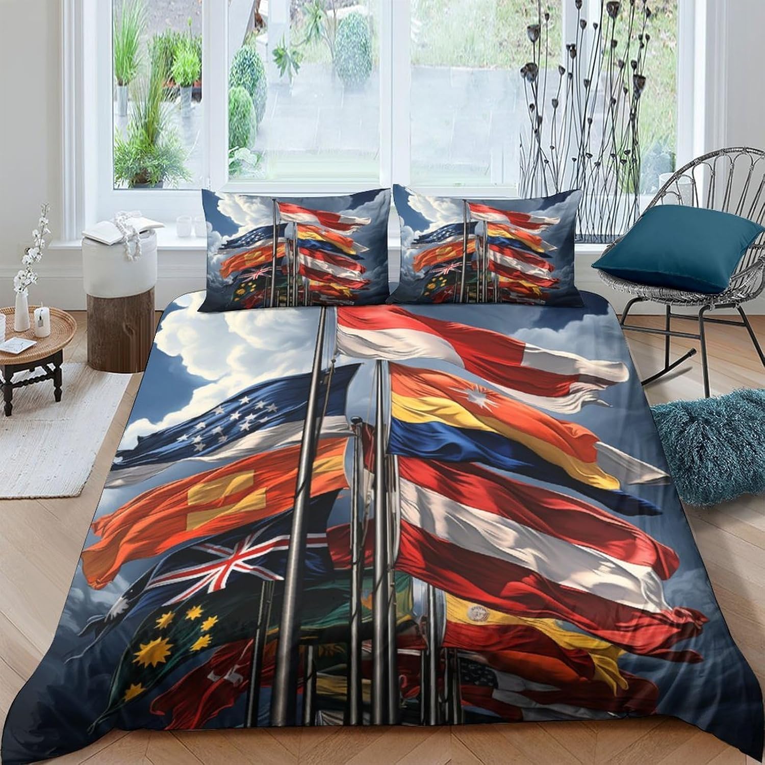 Housse de couette 200x200 cm enfant pour chambre thème voyage