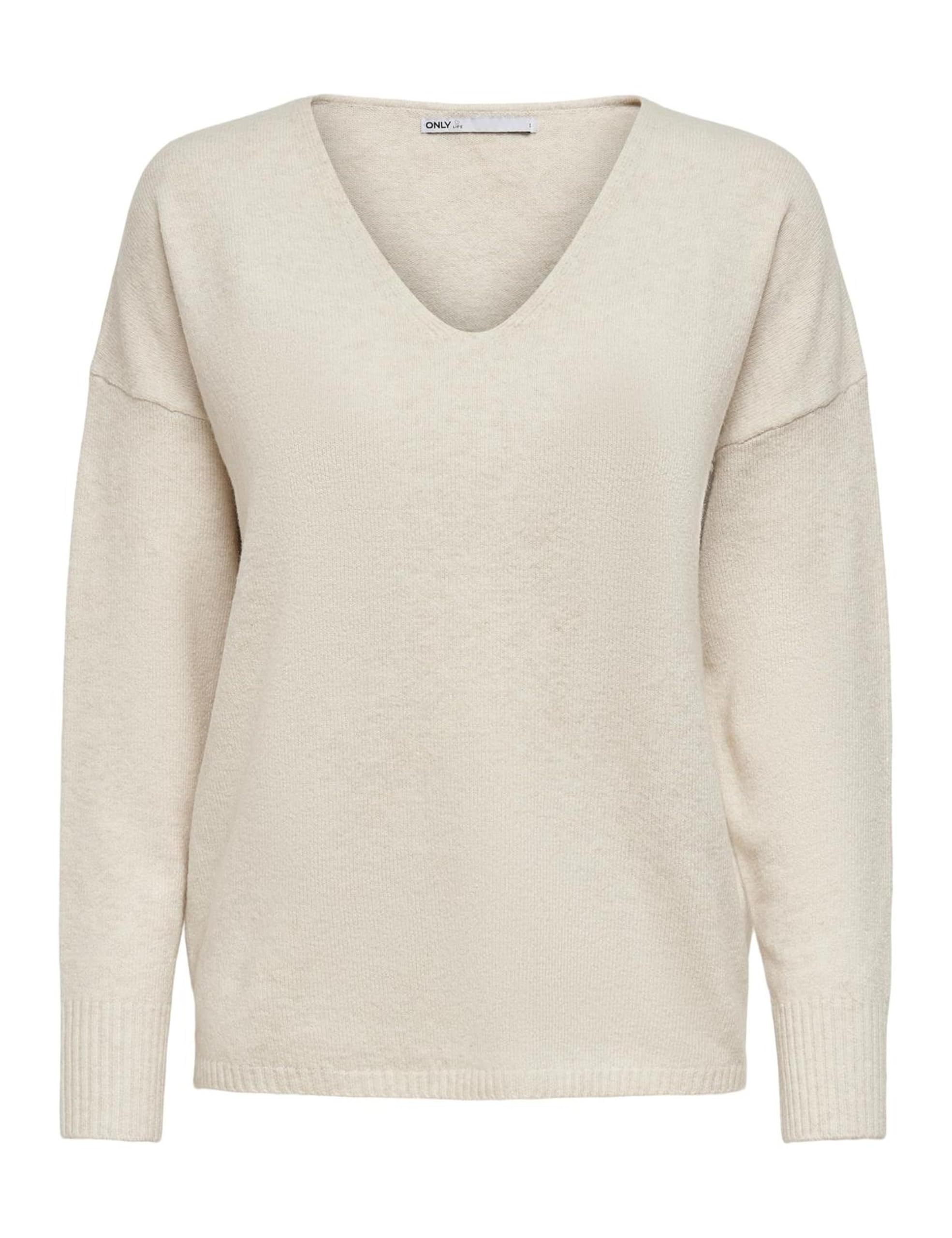 ONLY Womens Rica Long Sleeve V Knit Top Birch L
