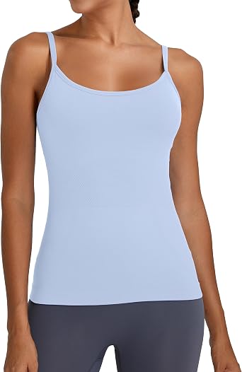 MathCat Camisole Workout Tank Tops for Women with Built in Bra Adjustable Straps Yoga Athletic Tops U-Back