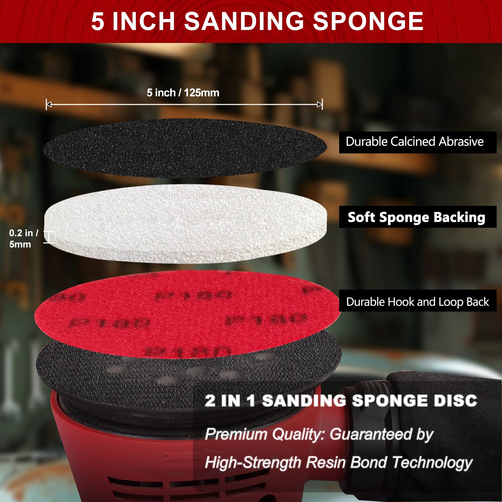 Shineboc 18 Pcs Sanding Sponge Set,125mm 2500 Grit Flexible Foam Filled Sanding Pad,Wet And Dry Blocks Sandpapers Sheets for Wood & Metal,Railings,Furniture Polishing - Image 2