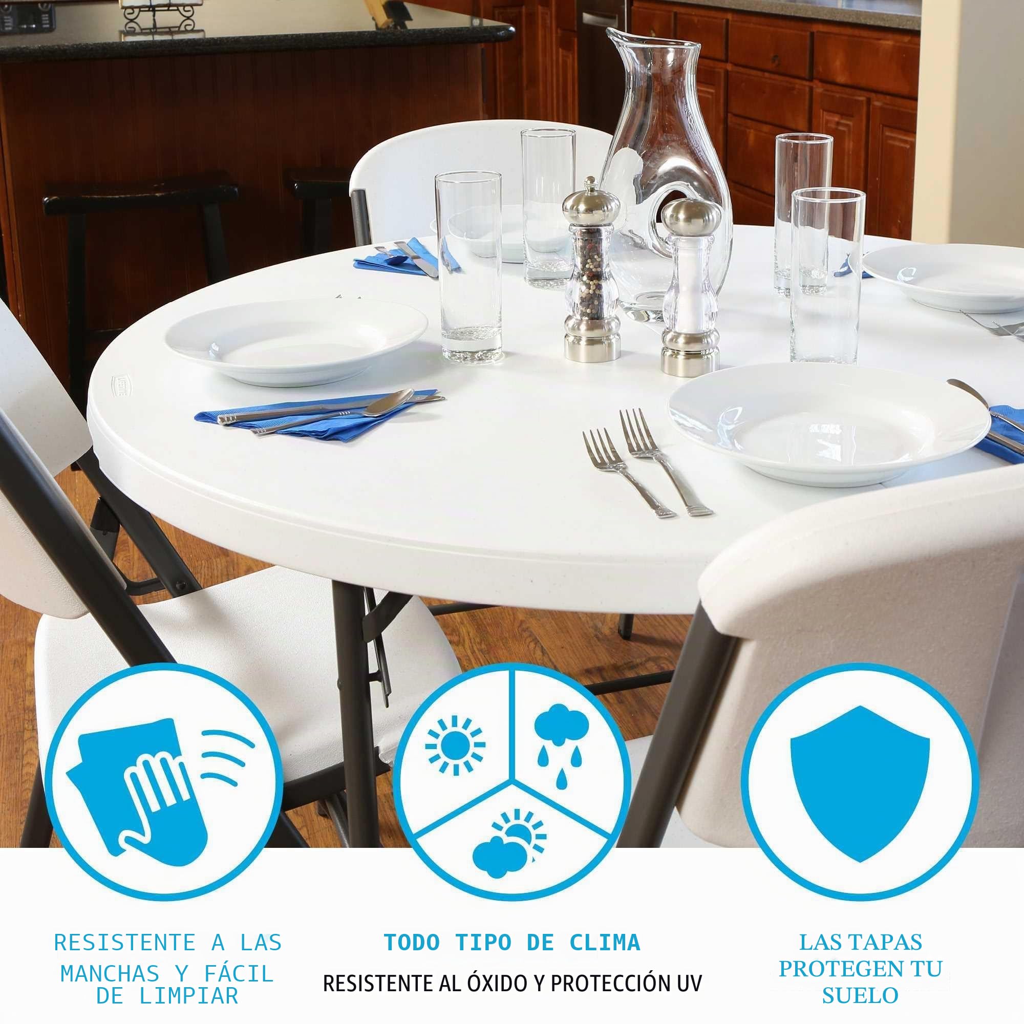 Aktive 92106 - Mesa redonda plegable Lifetime Ø122x74 cm