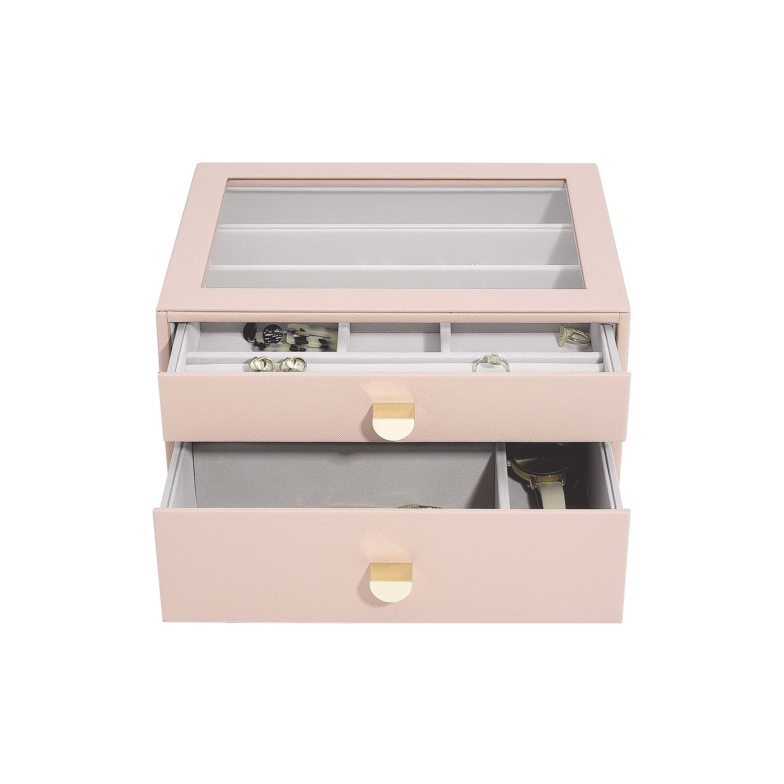 Stackers Blush Pink Blush Classic Jewellery Box - Set Of 2 (With Drawers)