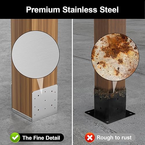 Miniatura 5 de FMhotu Base de poste de 8 x 8 pulgadas, 2 soportes de anclaje ajustables de acero inoxidable (interno de 7.8 x 7.5 pulgadas), base de poste