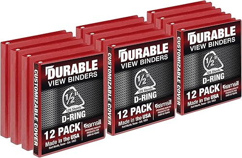 Vista 188 de Samsill Carpeta duradera de 1.5 pulgadas, fabricada en los Estados Unidos, carpeta de anillos en D, carpeta transparente personalizable, surtido